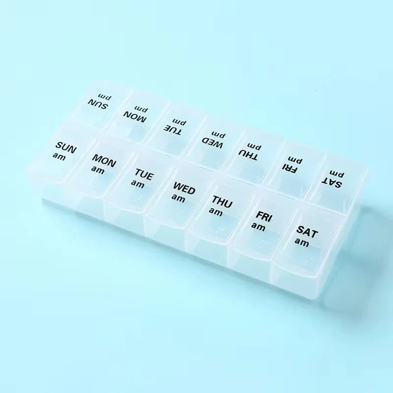 Boîte à médicaments pratique portable de 14 jours, emballage à Double rangée, boîte de stockage de m