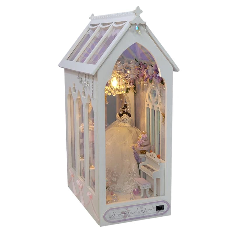 Bricolage en bois jour de mariage coin livre Figurines Miniatures serre-livres étagère à la main pou