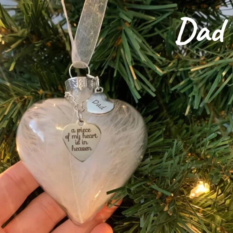 Un morceau de mon cœur est au paradis, Souvenir de noël, boule en plastique transparente, ornements 
