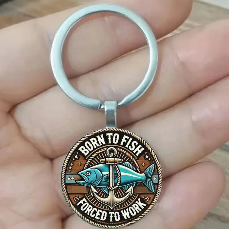 Porte-clés de pêche né rétro, cadeau parfait, cadeau de fête des pères