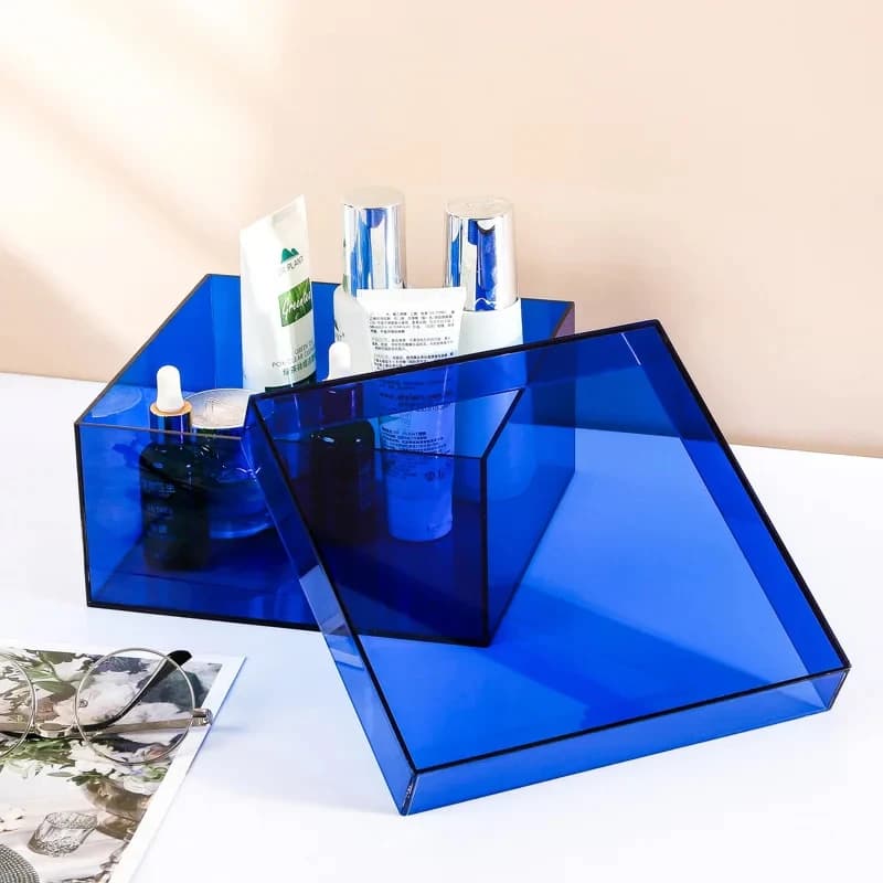 Boîte en acrylique colorée avec veds, boîtes d'affichage pour cosmétiques, objets de collection alim