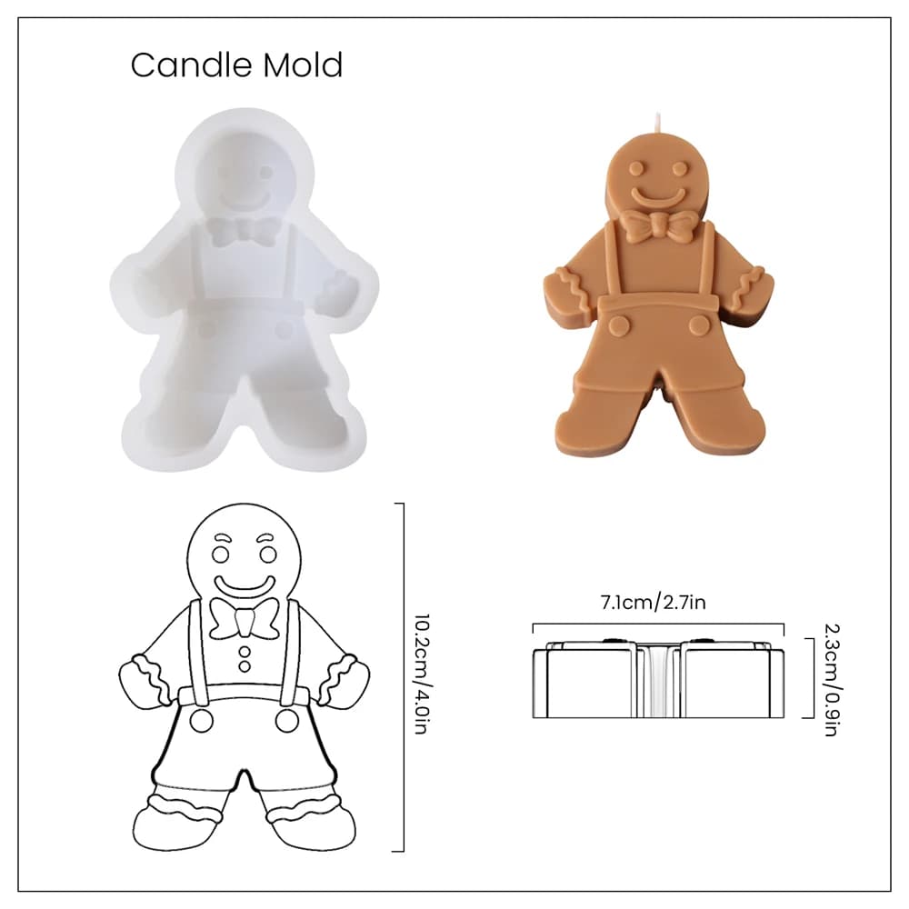 Moule à bougie en silicone fait à la main pour homme en pain d'épice, Regina, décoration de Noël, dé