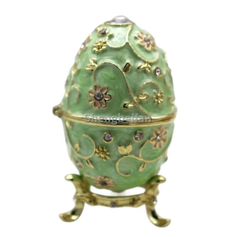 Oeuf de pâques Faberge, boîte à bibelots peinte à la main, petits ornements pour stocker des bijoux,