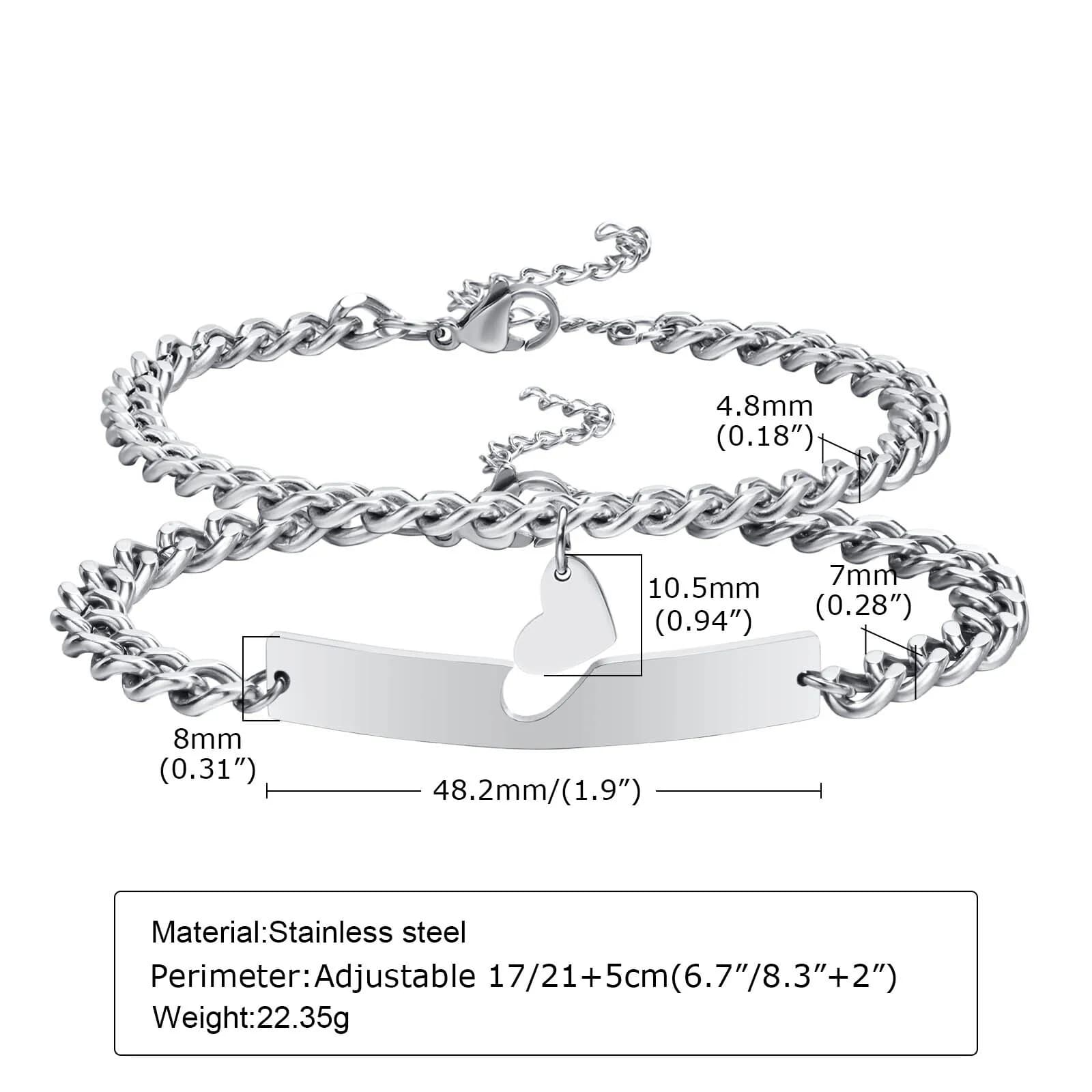Bracelet de couple pour hommes femmes, bracelet JOLink réglable en acier inoxydable, cadeaux des tra