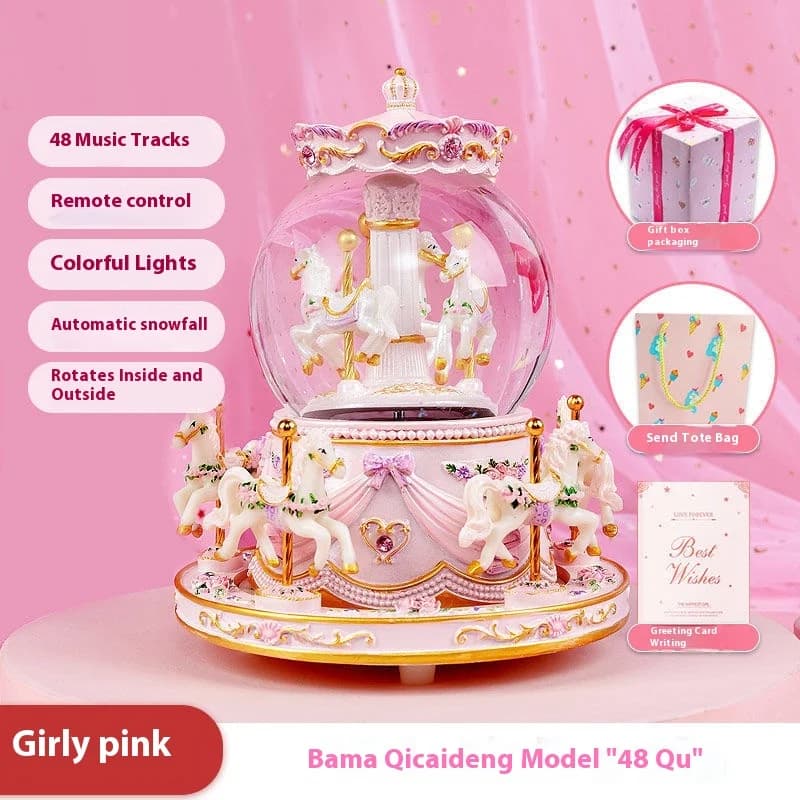 Boîte à musique carrousel boule de cristal boîte à musique cadeau d'anniversaire pour enfants pour f
