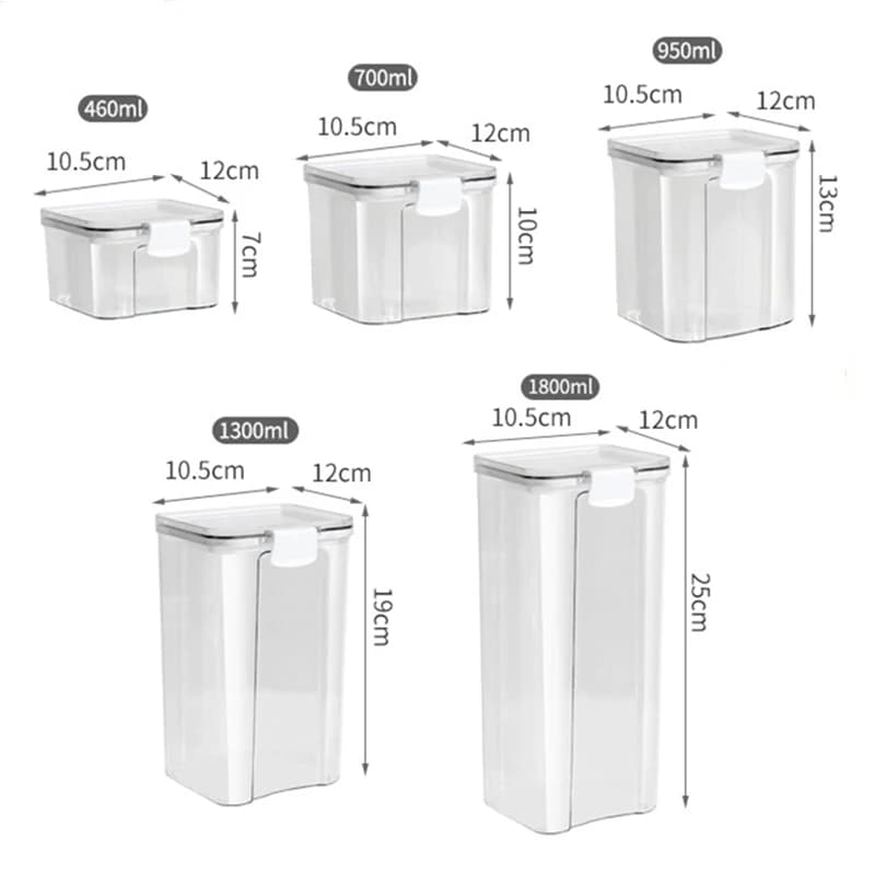 Ensemble de Bocaux Scellés en Plastique pour Assaisonnement Domestique, Boîte de Rangement Étanche à