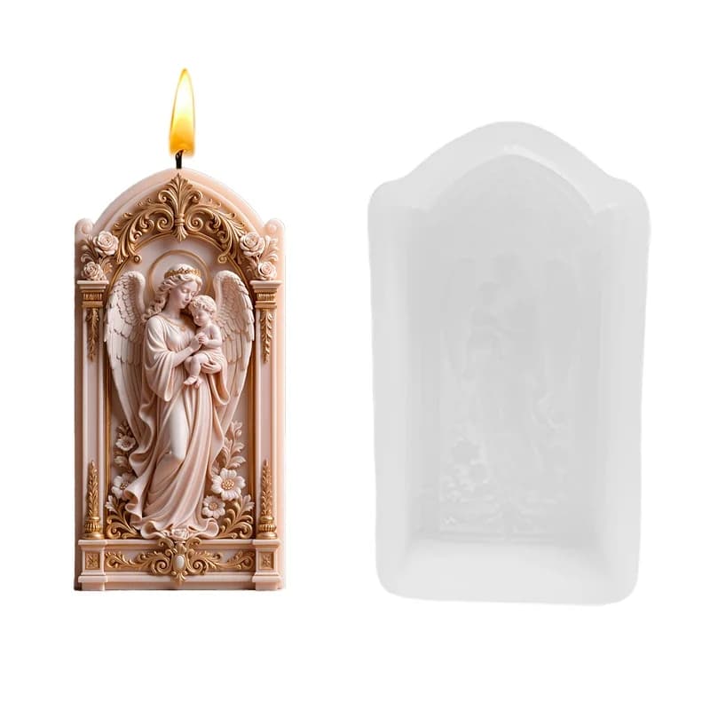 【Ange Gardien】Moule en silicone DIY pour bougie d'aromathérapie, motif ange bébé enlacé, pour la Fêt