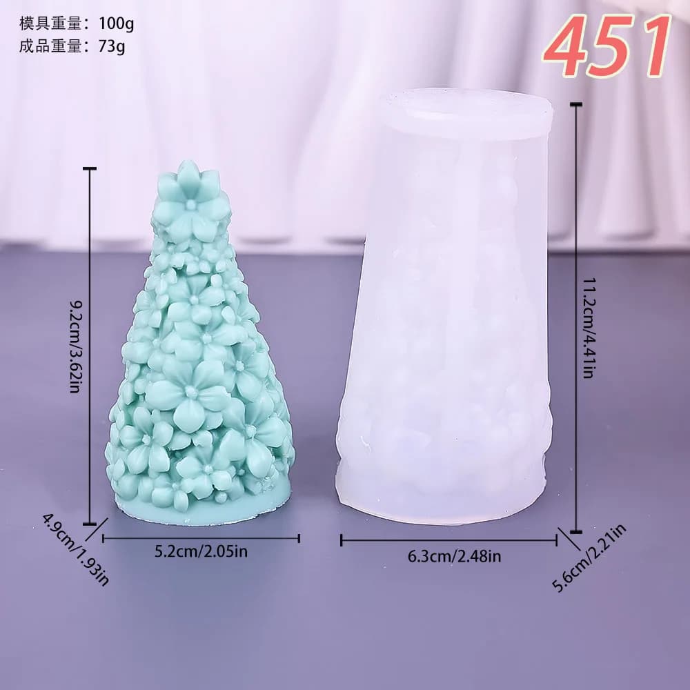 Moule en silicone pour bougie parfumée Arbre de Noël, motif rose en relief, pour DIY, plâtre, résine