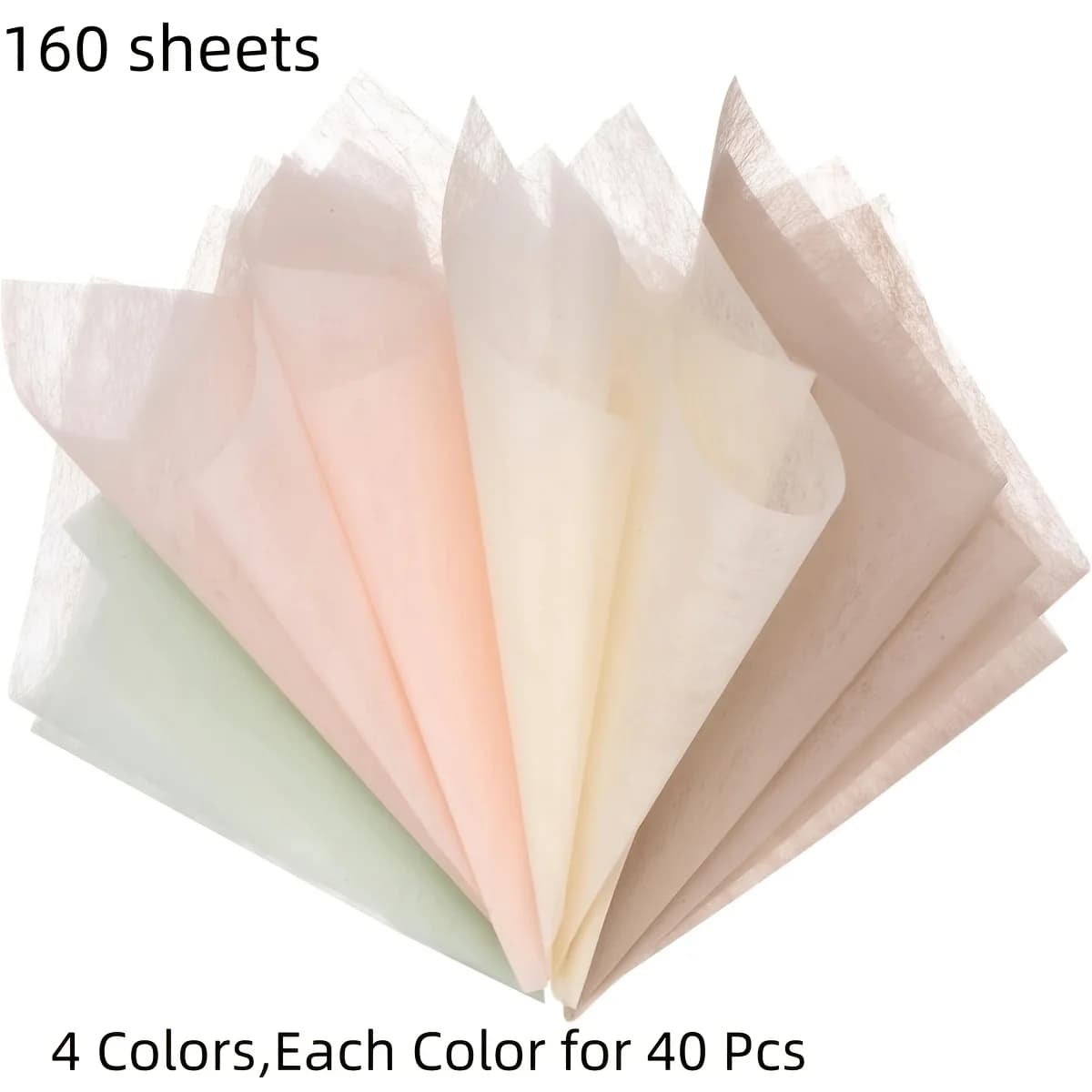 4 paquets (160 feuilles au total) de papier d'emballage floral - 4 tons de couleurs douces pour l'em
