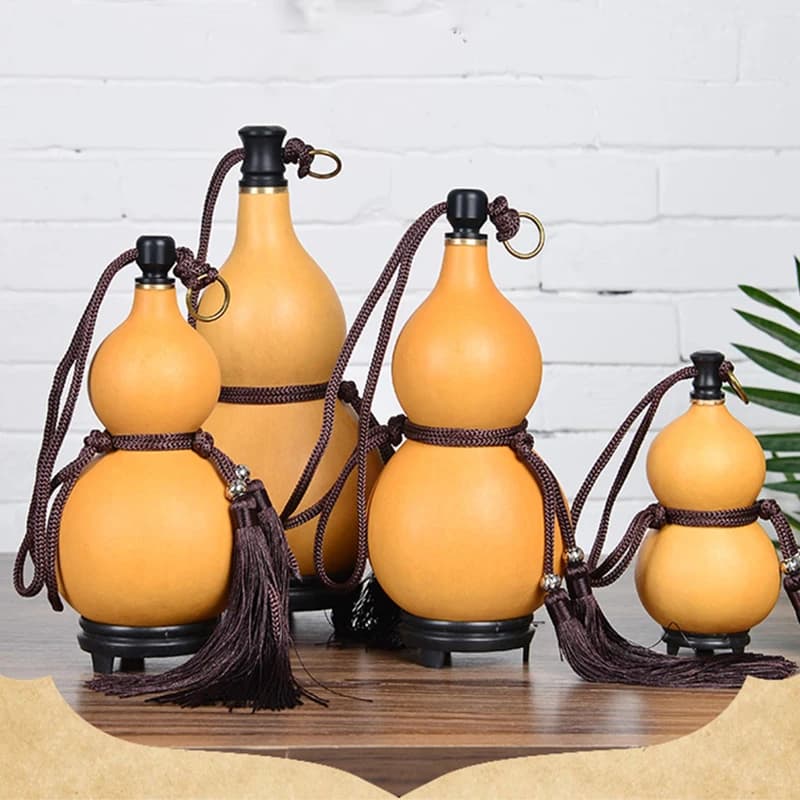 Bouteille d'eau de calebasse séchée avec couvercle, gourdes naturelles pures, artisanat, décor d'orn