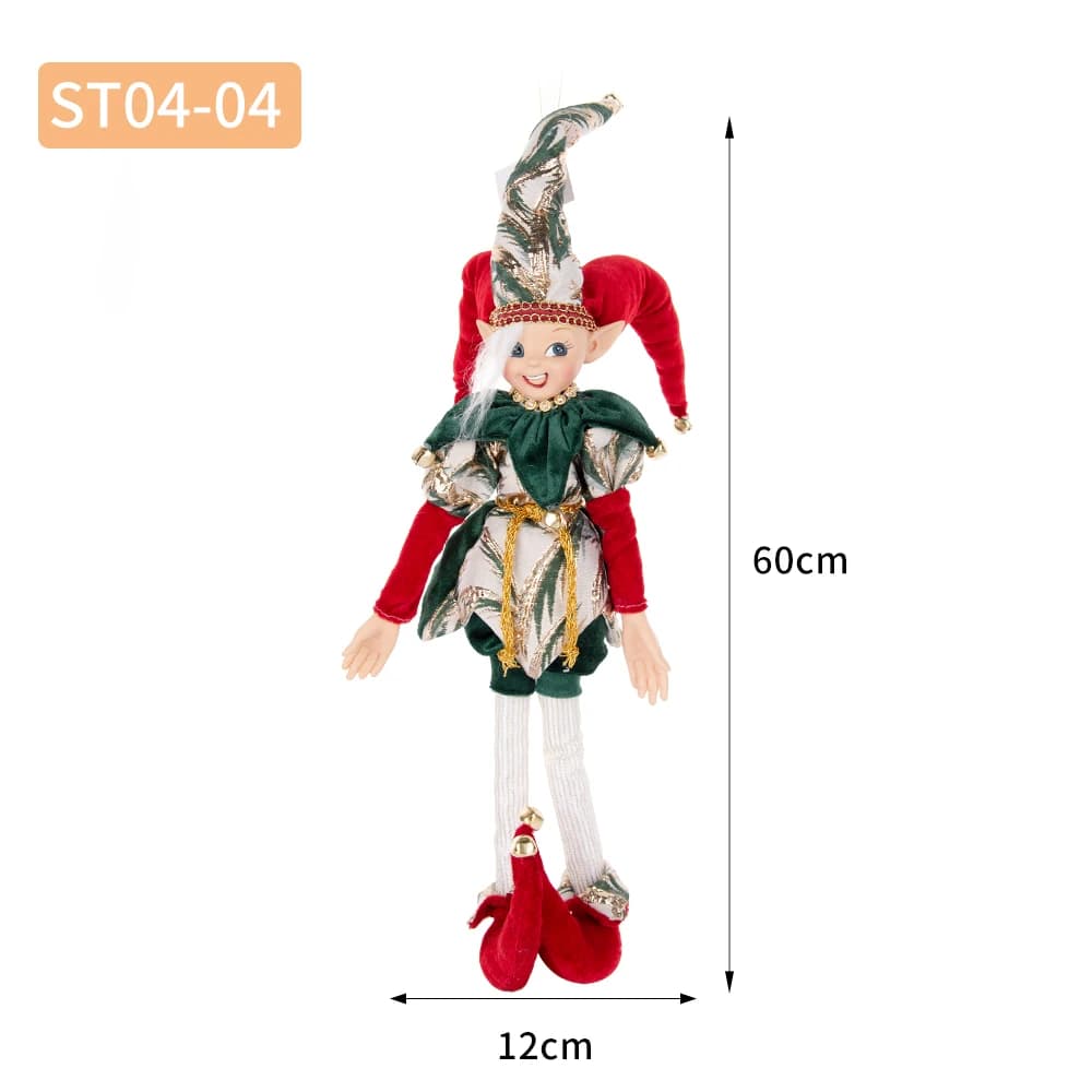 Toppers d'arbre de Noël pour petit garçon, or, rouge, peluche, jambe, elfe, beurre, rose, nouvel an,