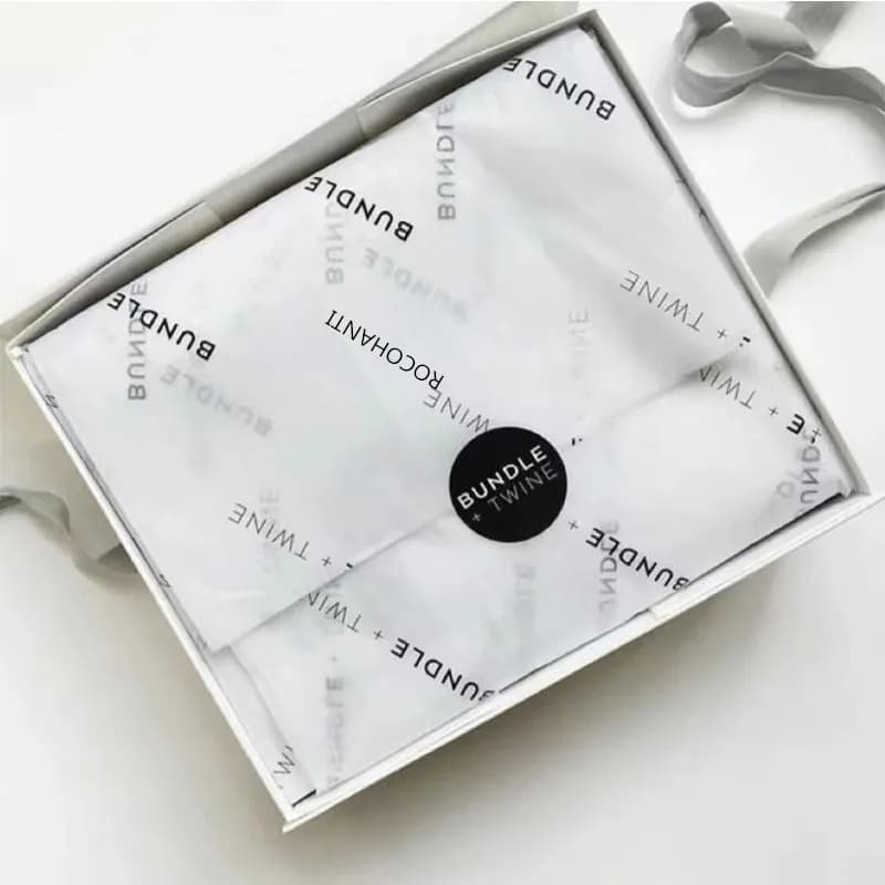 50 feuilles de papier de soie recyclable pour emballage de vêtements et de chaussures, imprimé avec 