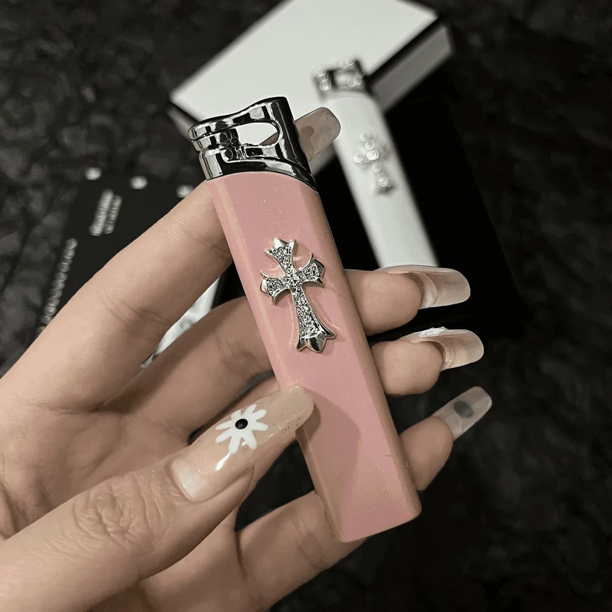 Briquet à gaz Butane en poudre de haute beauté, série croisée, fait à la main, Original, flamme coup