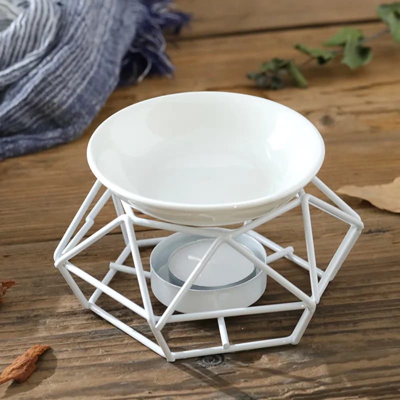 Bougeoir nordique en céramique d'aromathérapie, lampe à huile, Base en acier inoxydable, brûleur d'a