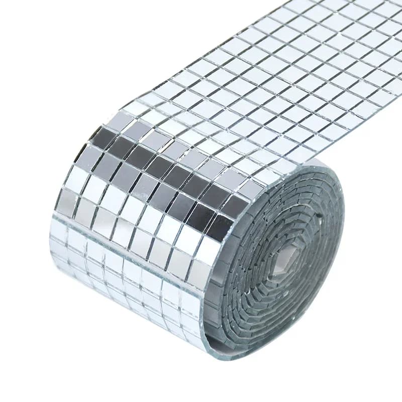 Carreaux de mosaïque carrés auto-adhésifs, grille 5x5mm 10x10mm, 1 mètre, miroirs argentés, feuille 