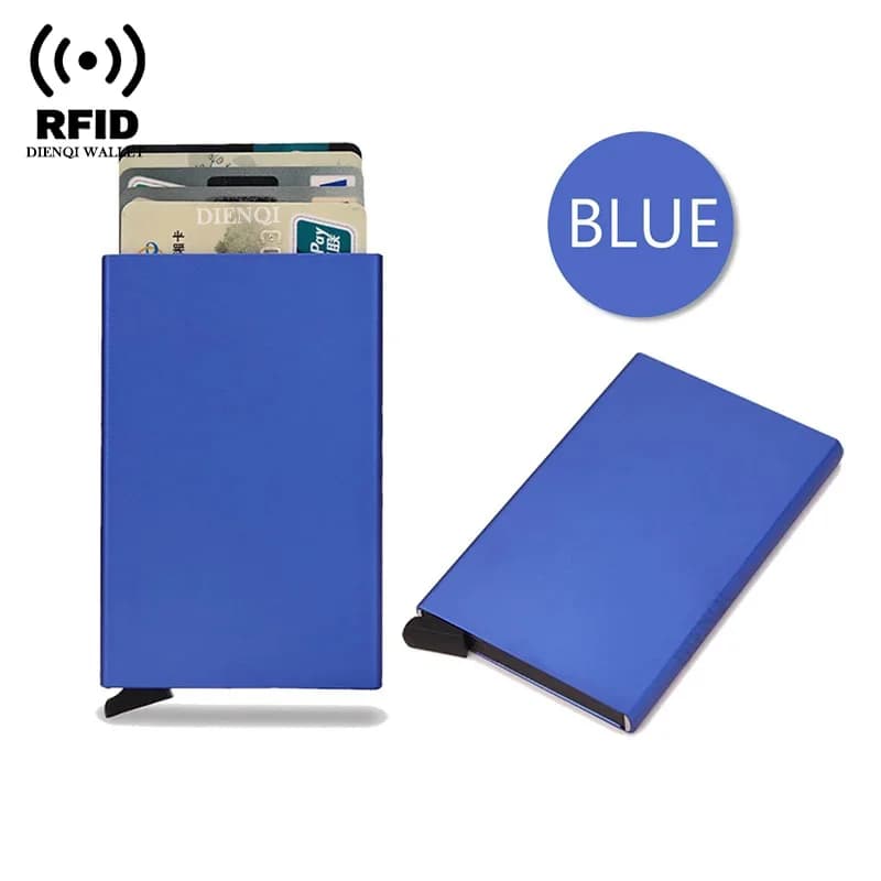 Porte-cartes de crédit Rfid pour hommes et femmes, portefeuille intelligent mince en métal, petit sa