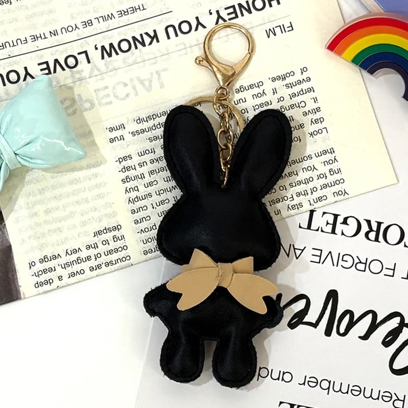 Porte-clés lapin tendance en cuir PU ; Porte-clés lapin de couleur unie ; Porte-clés de voiture uniq