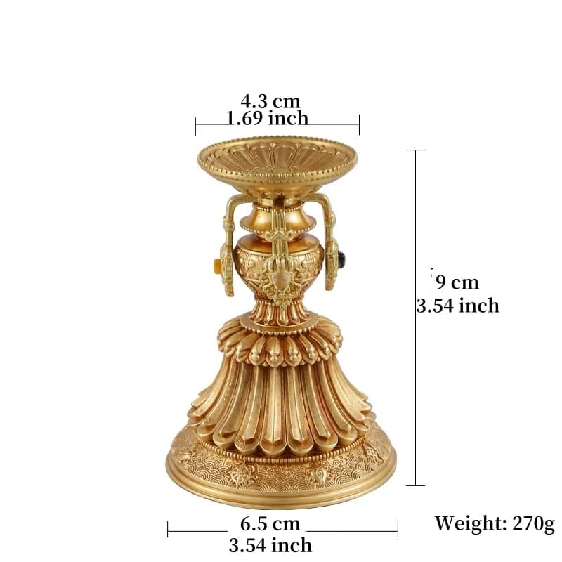 Tasse de bougie bouddhiste multifonctionnelle, chandelier en laiton, support de lampe artisanale tan
