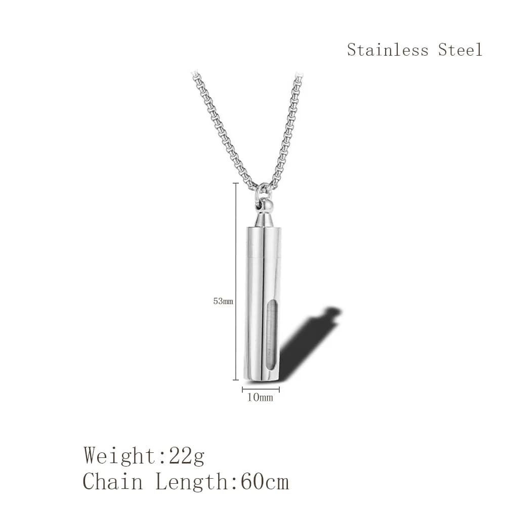 Pendentif de bouteille d'huile essentielle de parfum creux créatif, en acier titane, verre intégré, 