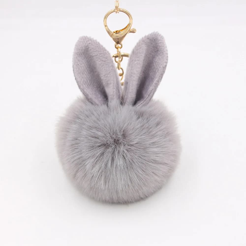 Porte-clés oreilles de lapin pelucheux, chaîne de lapin en fourrure pour femme, breloques de sac, po