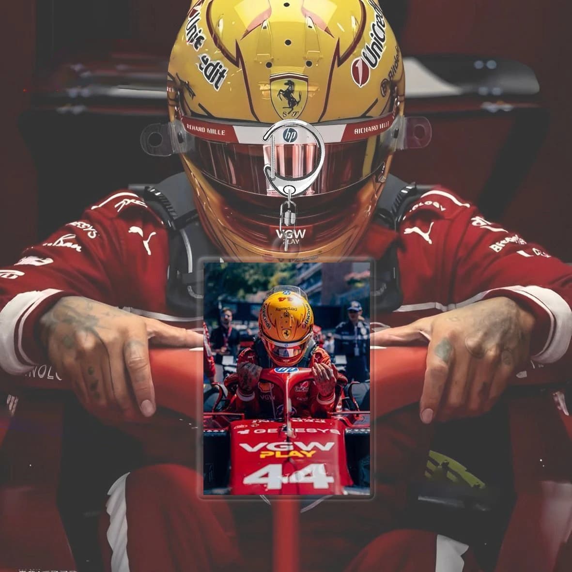 Porte-clés en acrylique Lewis Hamilton pour les fans de voitures de course Ferrari F1 458 488 599, p