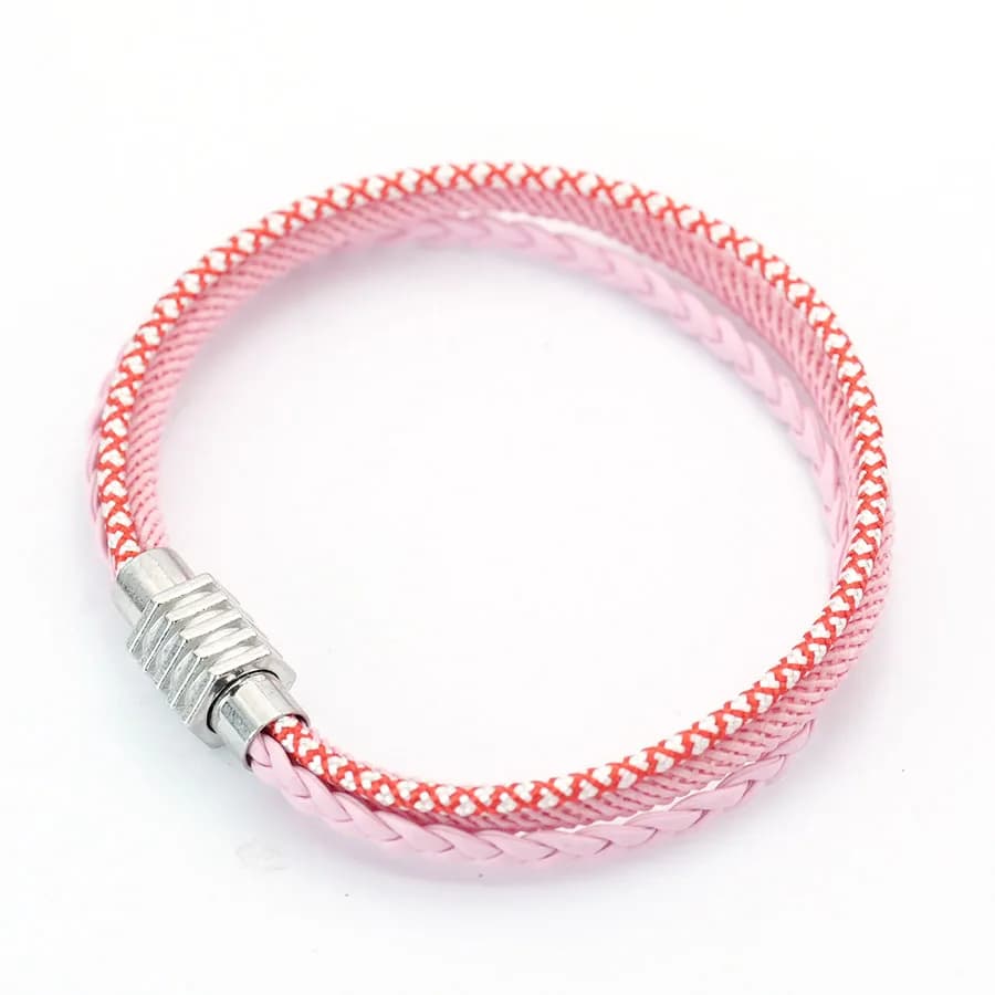 Noter nouveau Couple Bracelet à la main tressé chaîne Braslet Bracelet aimant boucle rose cuir Brace