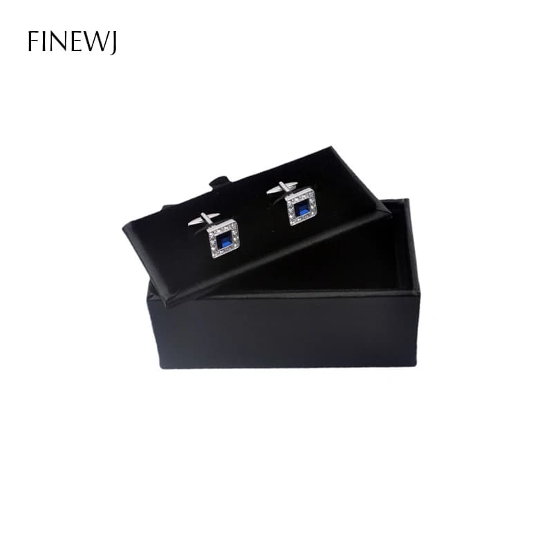 Boîte en cuir PU noir pour Manschettenknopfe, boîte de rangement pour boutons de manchette, étui d'e