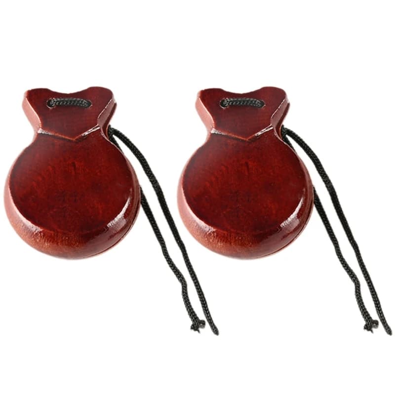 Castagnettes traditionnelles espagnoles en bois, 2 pièces, pour danse Flamenco, avec cordes, clapet 