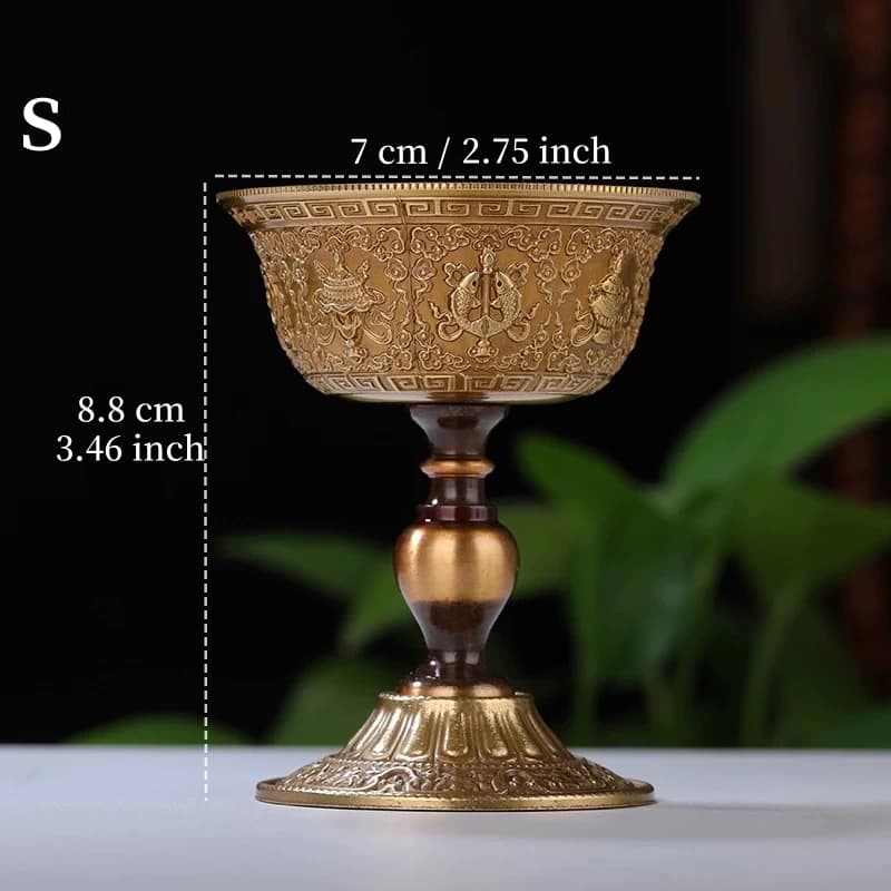 Chandelier tibétain, tasse de bougie en Bronze de bouddhisme gravée huit lampes de bon augure, artic