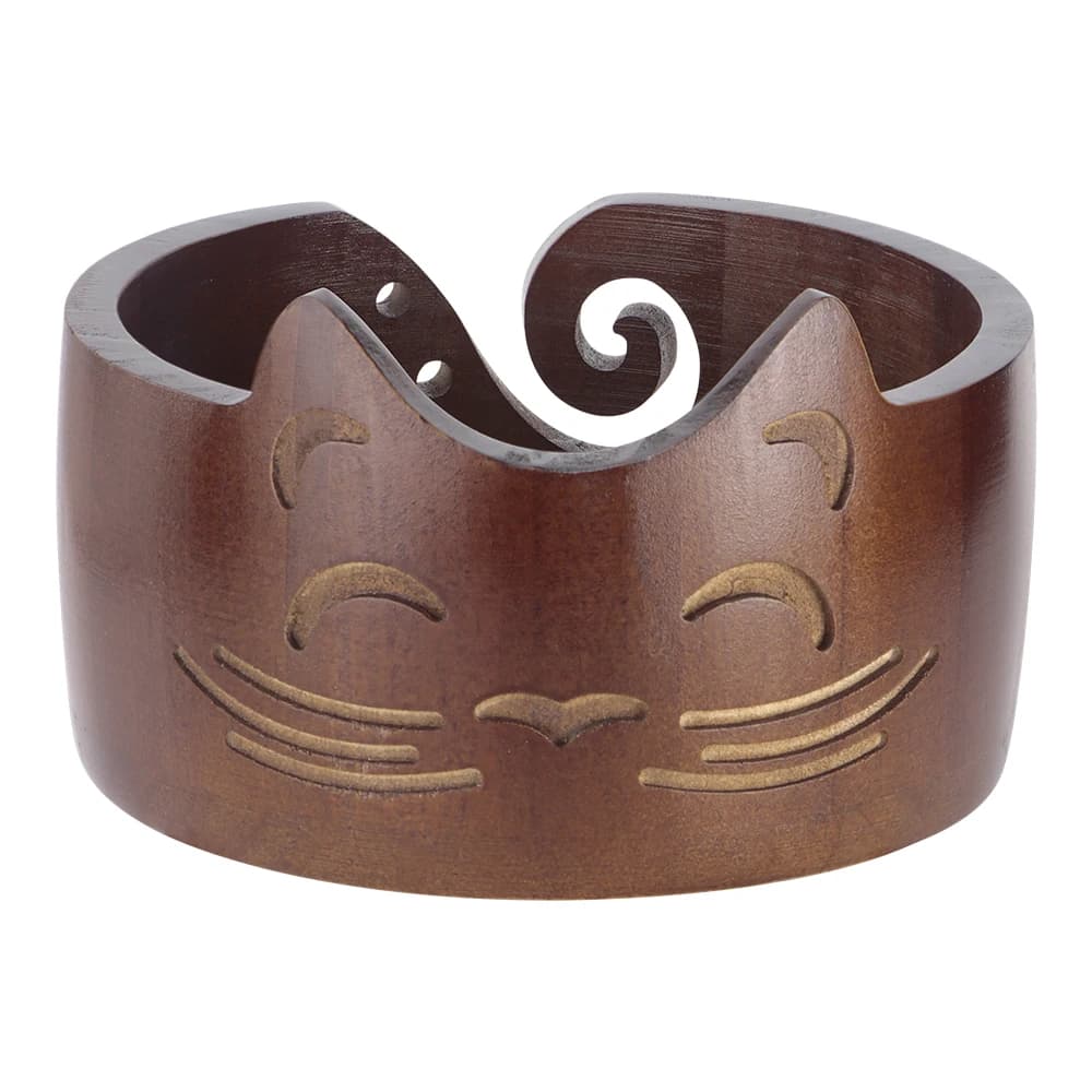 Bol en bois créatif en forme de chat mignon pour le rangement du fil, organisateur de bureau, access