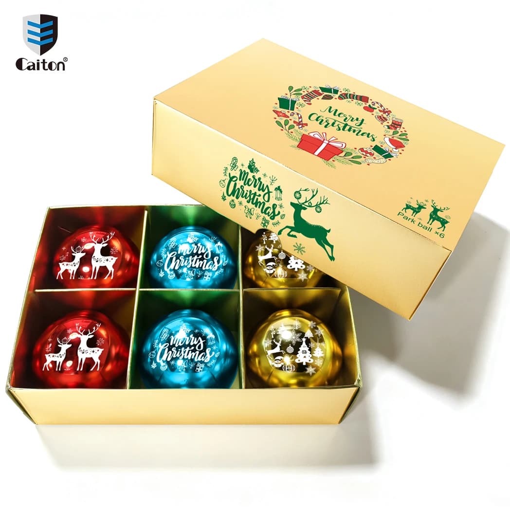 Coffret cadeau de Noël de balle de golf du parc coréen Caiton, 6 balles rouge or bleu, taille 6 cm/2