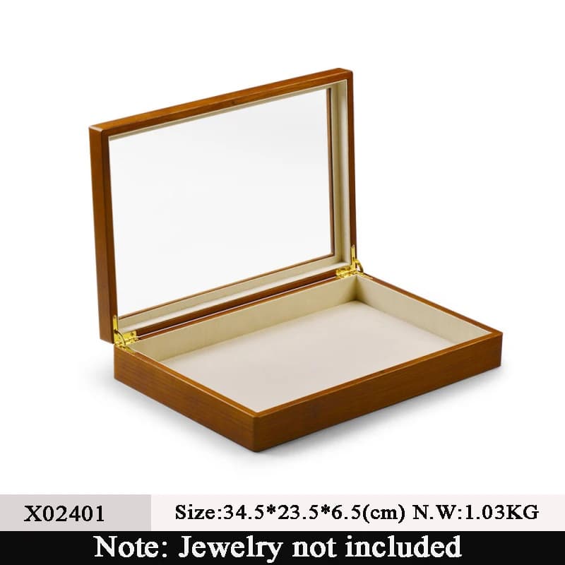 Oirlv rétro boîte à bijoux en bois bague collier Bracelet vitrine étui à bijoux Transparent bijoux o