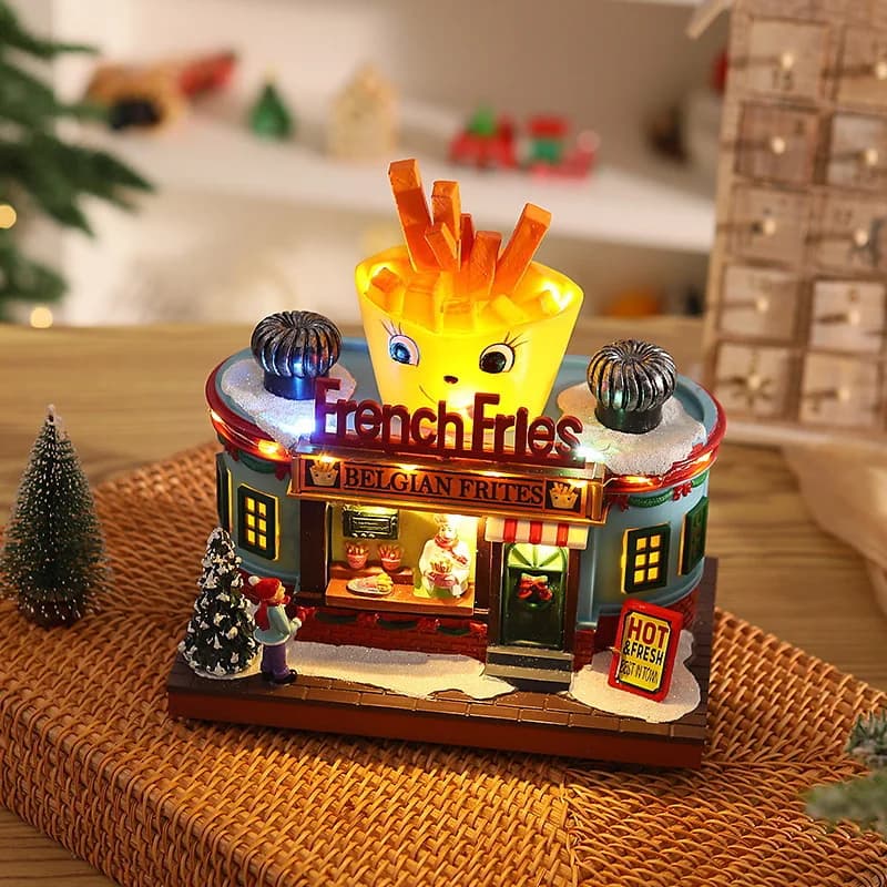 Boîte à octaves scintillante de noël créative, lumières de noël en résine, boîte à musique rotative 