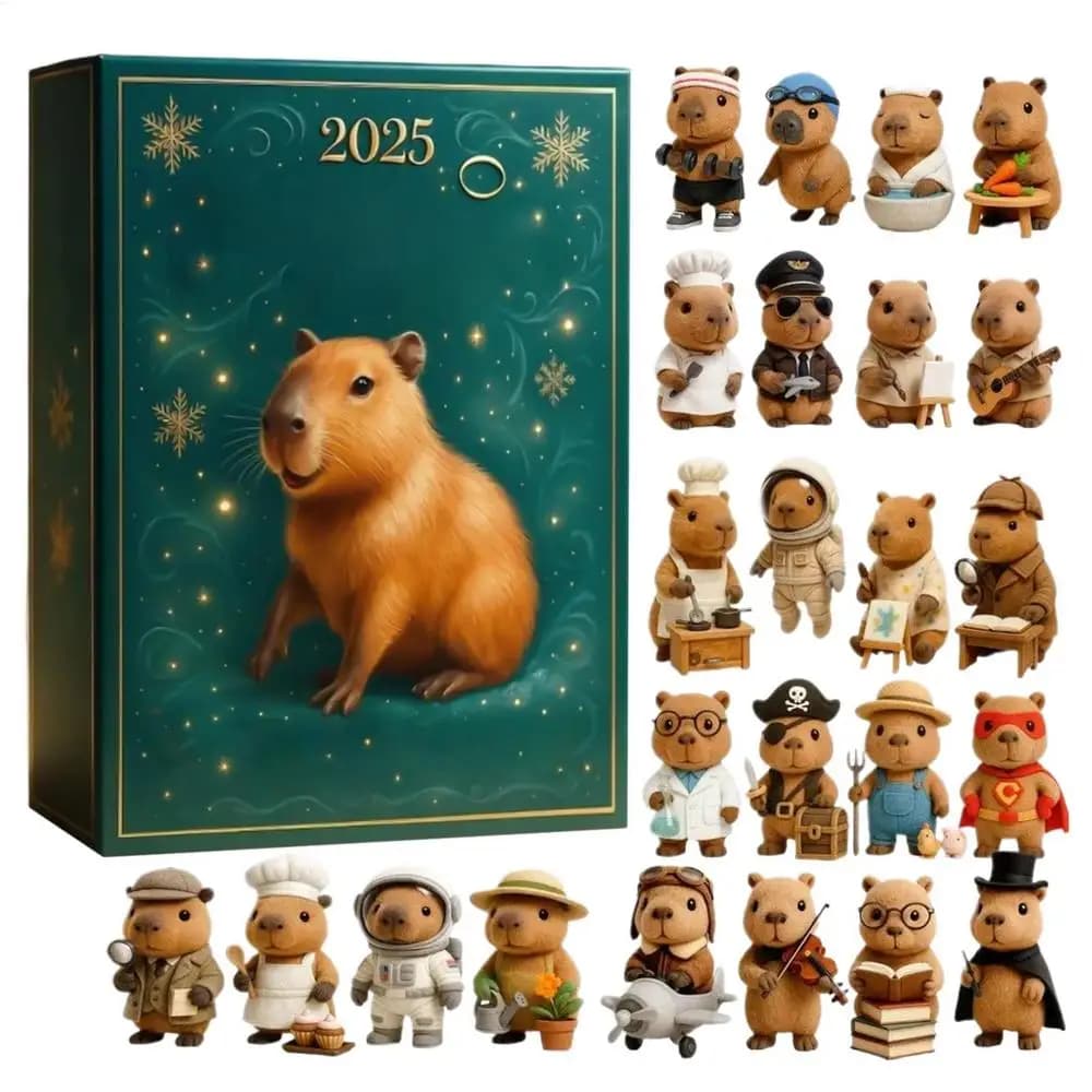 Calendrier de l'Avent Capybara 2025, compte à rebours de 24 jours, ornement d'arbre de noël, décorat