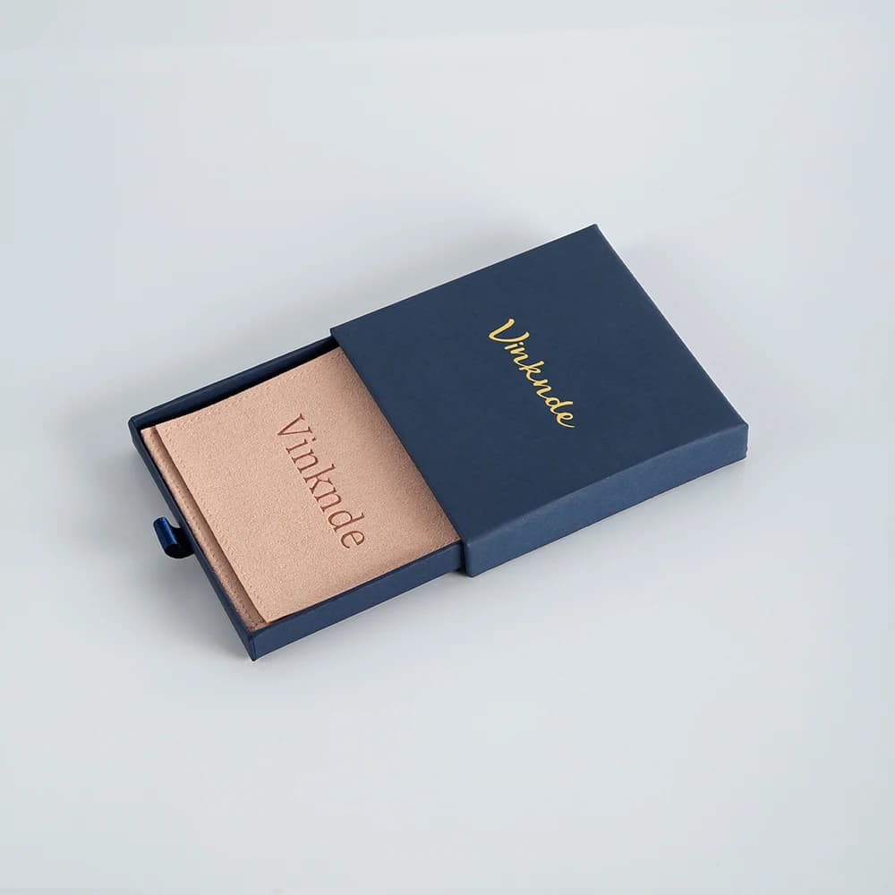 Boîte à bijoux avec tiroir bleu marine, 100 ensembles, étui coulissant en papier à l'intérieur avec 