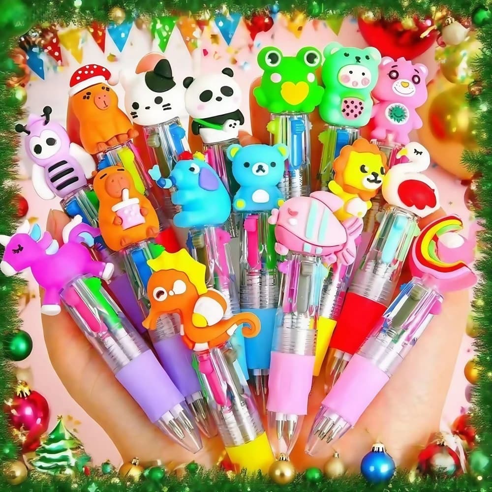 Stylo quatre couleurs de dessin animé mignon, 5 à 30 pièces, pour enfants, anniversaire, maternelle,