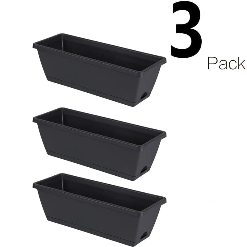 Lot de 3 jardinières rectangulaires pour fenêtre, pots de fleurs pour la décoration intérieure, la v