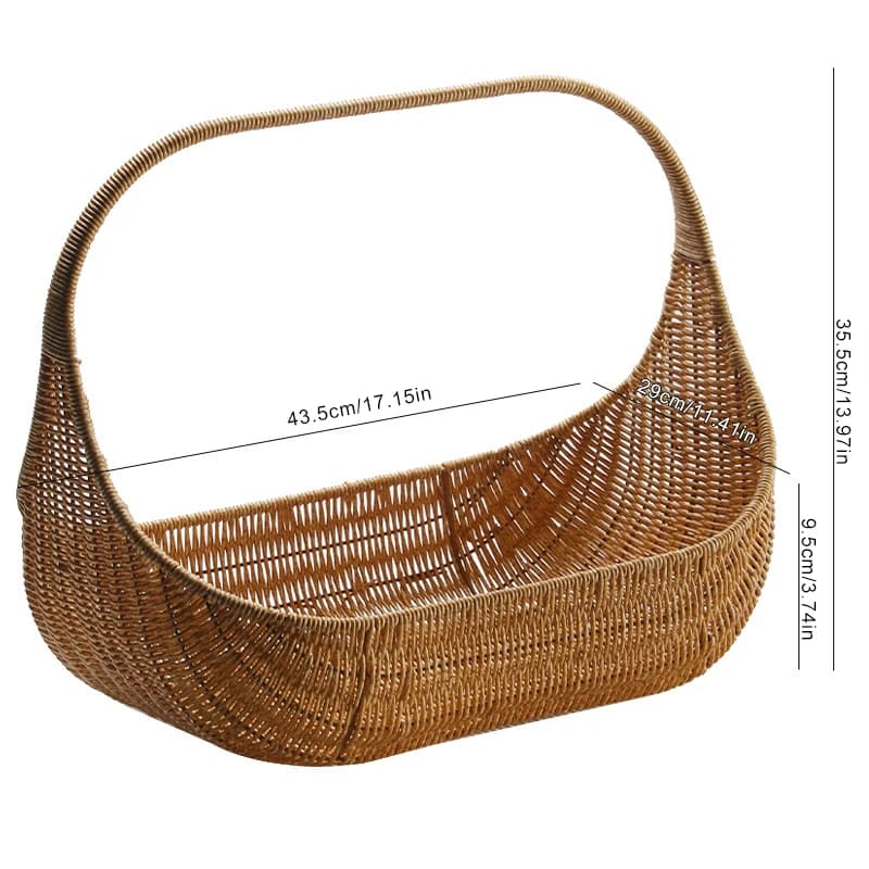 Panier de pique-nique en osier avec poignée, panier cadeau vide, tissage de fruits en rotin, panier 
