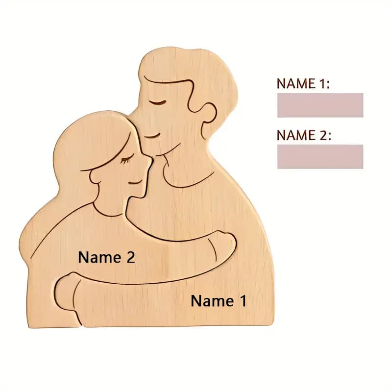 Puzzle artistique personnalisé pour famille, sculpture au Laser, nom, décorations en bois, cadeau de