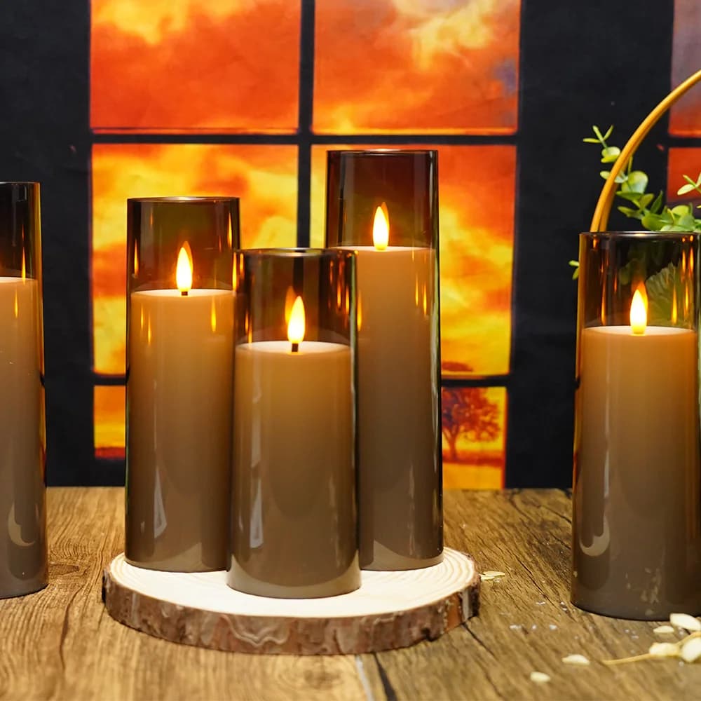 Ensemble de 5 bougies LED de style classique avec télécommande sans flamme pour centre de table de m
