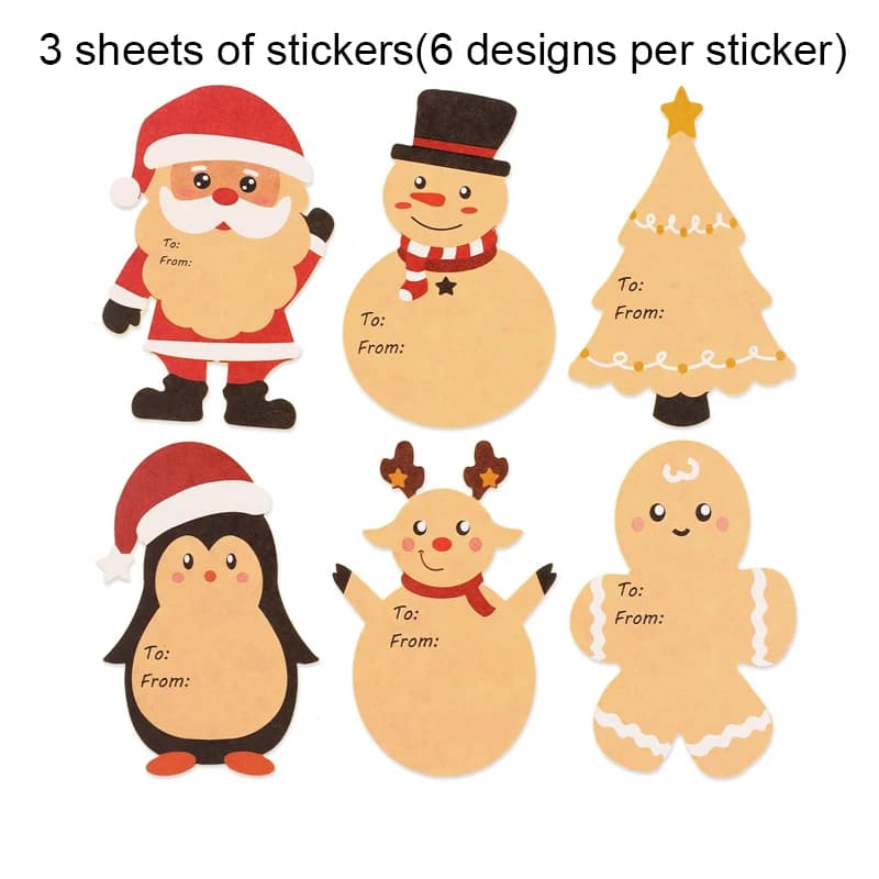 Étiquettes autocollantes de Noël pour cadeaux, décoration de boîtes rondes, père Noël, bonhomme de n