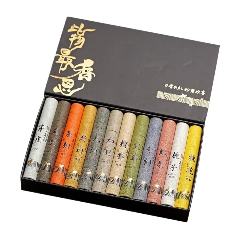 Coffret Cadeau d'Encens à 12 Saveurs - Pour la Maison, la Méditation et la Purification du Yoga, Éli