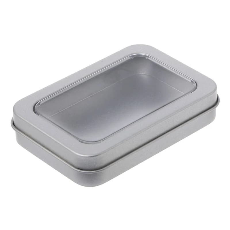 Boîte rangement en fer blanc avec fenêtre transparente, boîtes conserve en métal rechargeables pour 