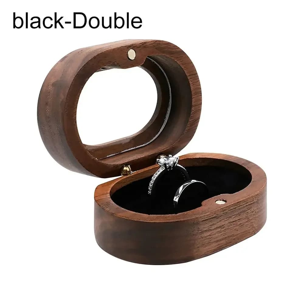 Boîte à bijoux ovale en bois pour femmes, présentoir pour bagues d'amoureux, support de rangement po