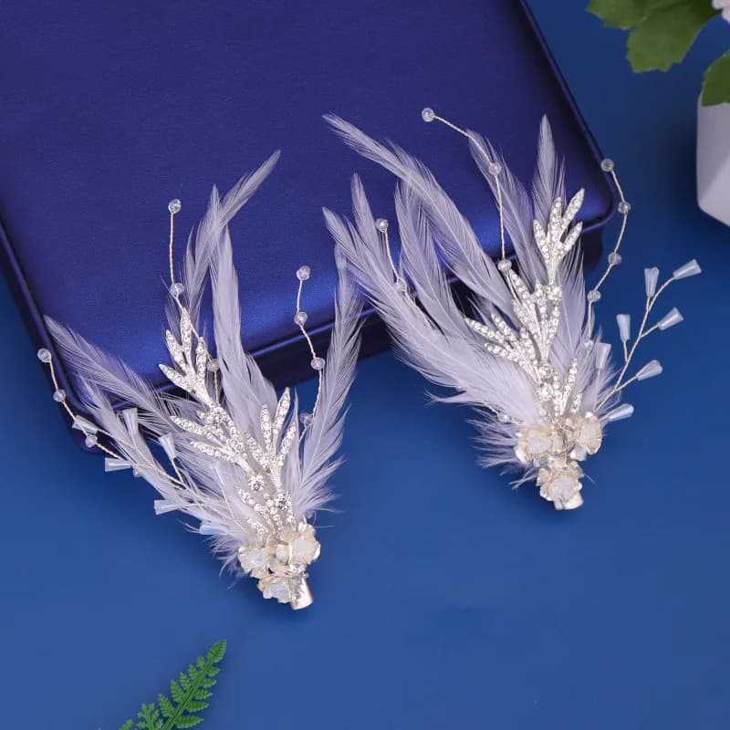 Pince à cheveux nuptiale en plumes, bandeau, diadèmes, épingle à cheveux, coiffe en cristal, couronn