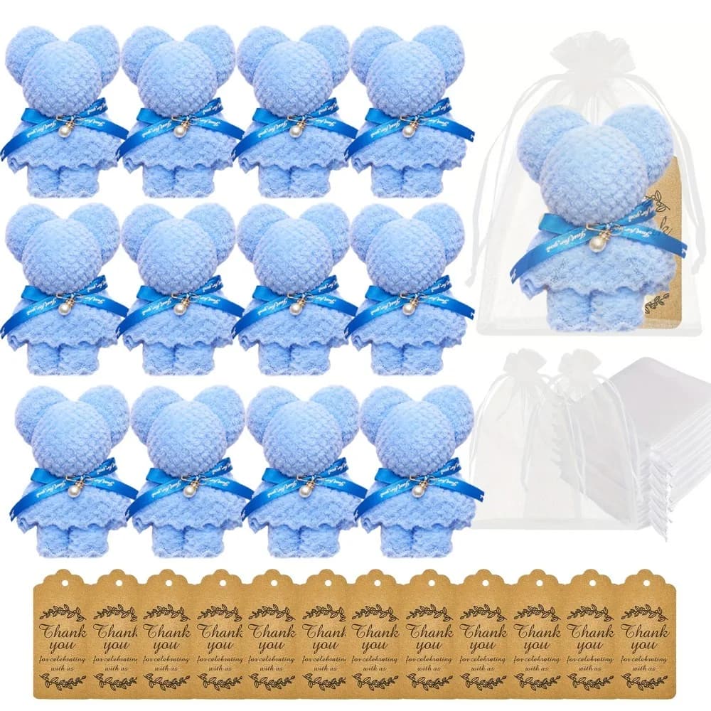 Ensemble de 36 serviettes en forme d'ours avec carte de vœux, 12 ensembles, pour cadeaux de mariage,