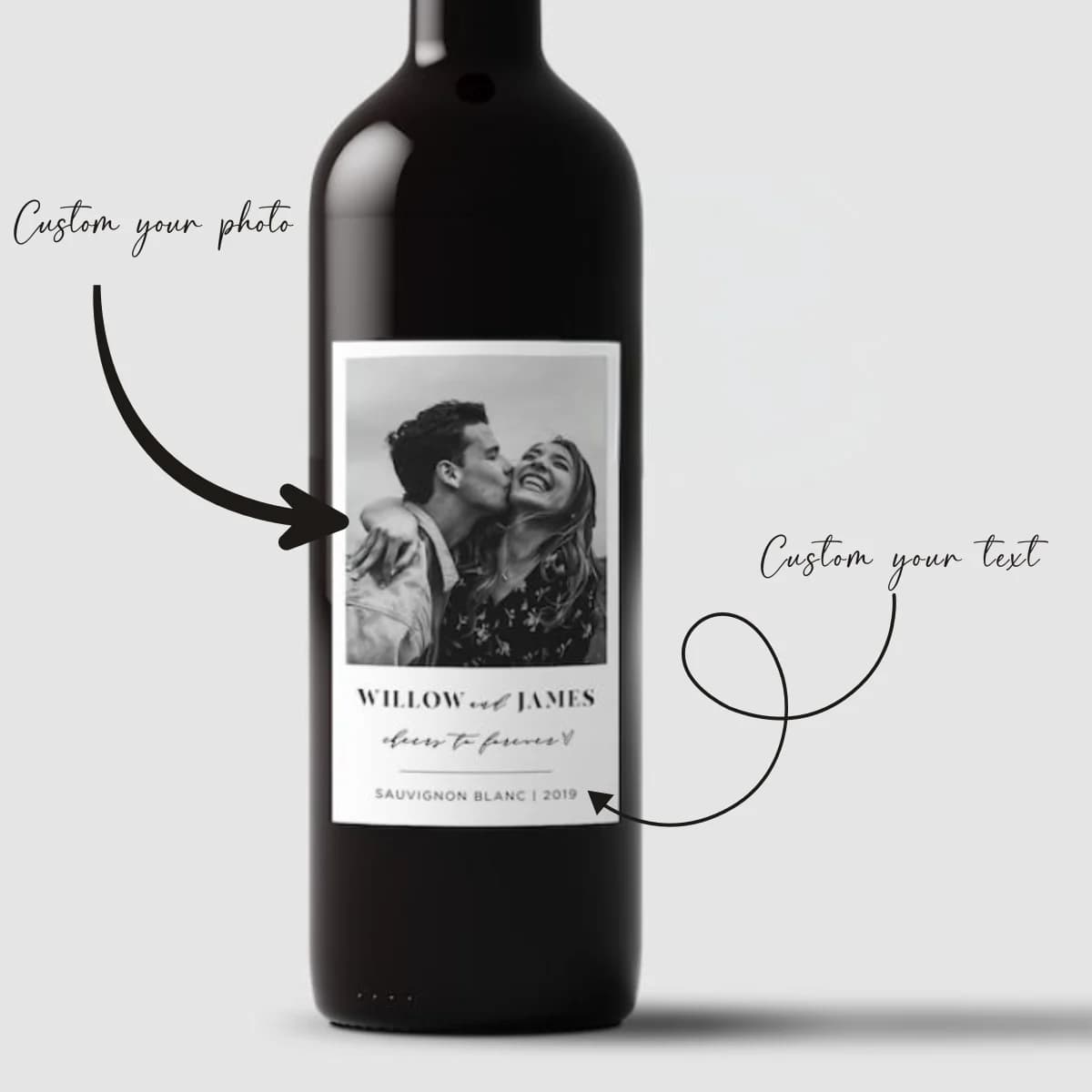Étiquettes de vin, étiquette de vin photo, faveur de mariage minimaliste, étiquette de vin personnal