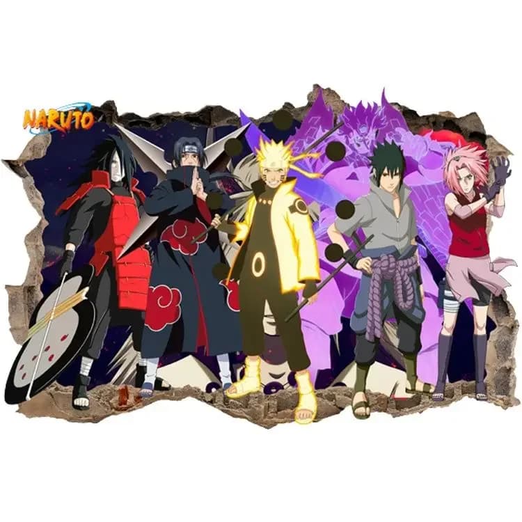Autocollant mural dessin animé japonais Naruto, papier peint de bande dessinée 3D, adhésif tridimens