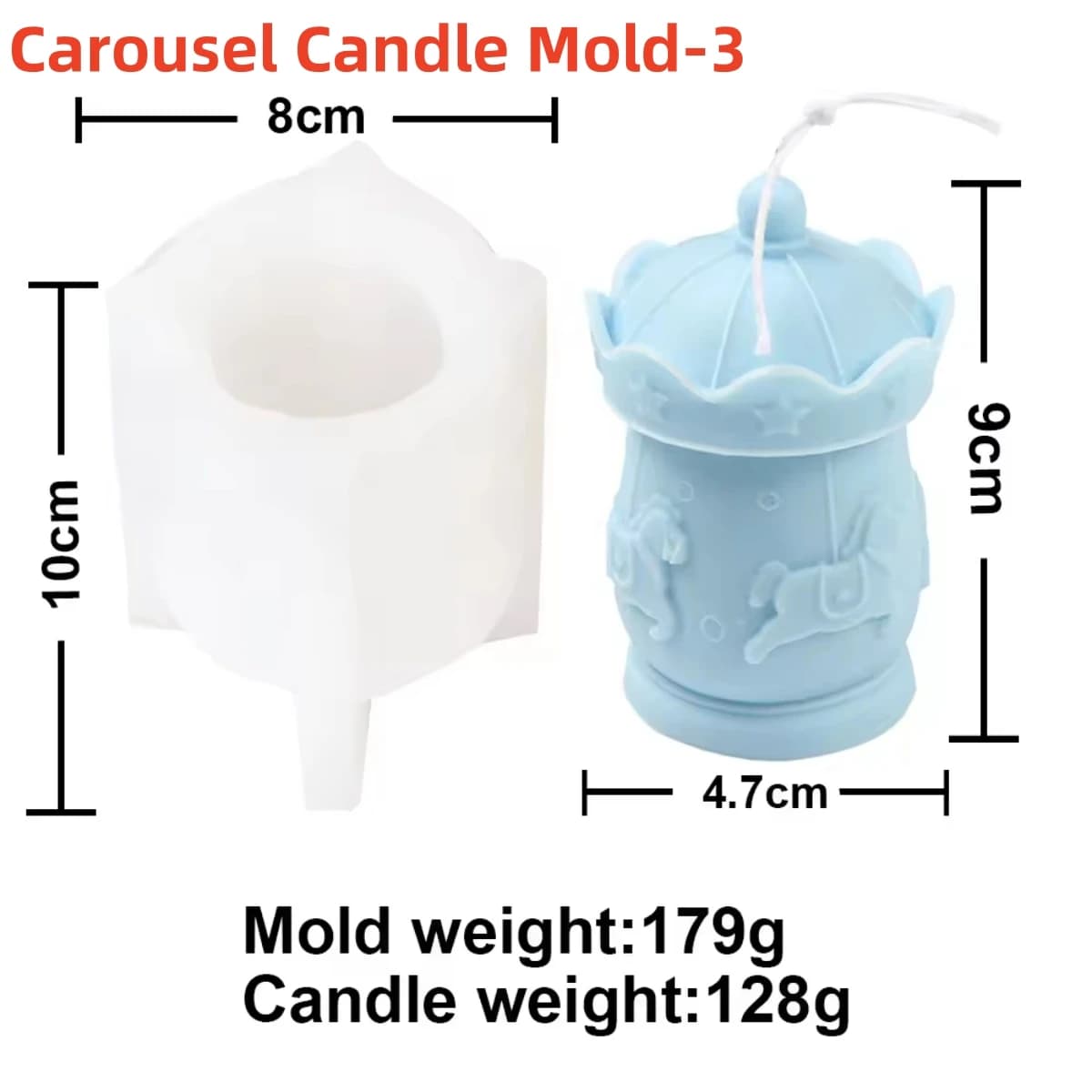 Moule de bougie carrousel 3D en Silicone, bricolage, arôme joyeux rond, bougie en plâtre, moules d'o