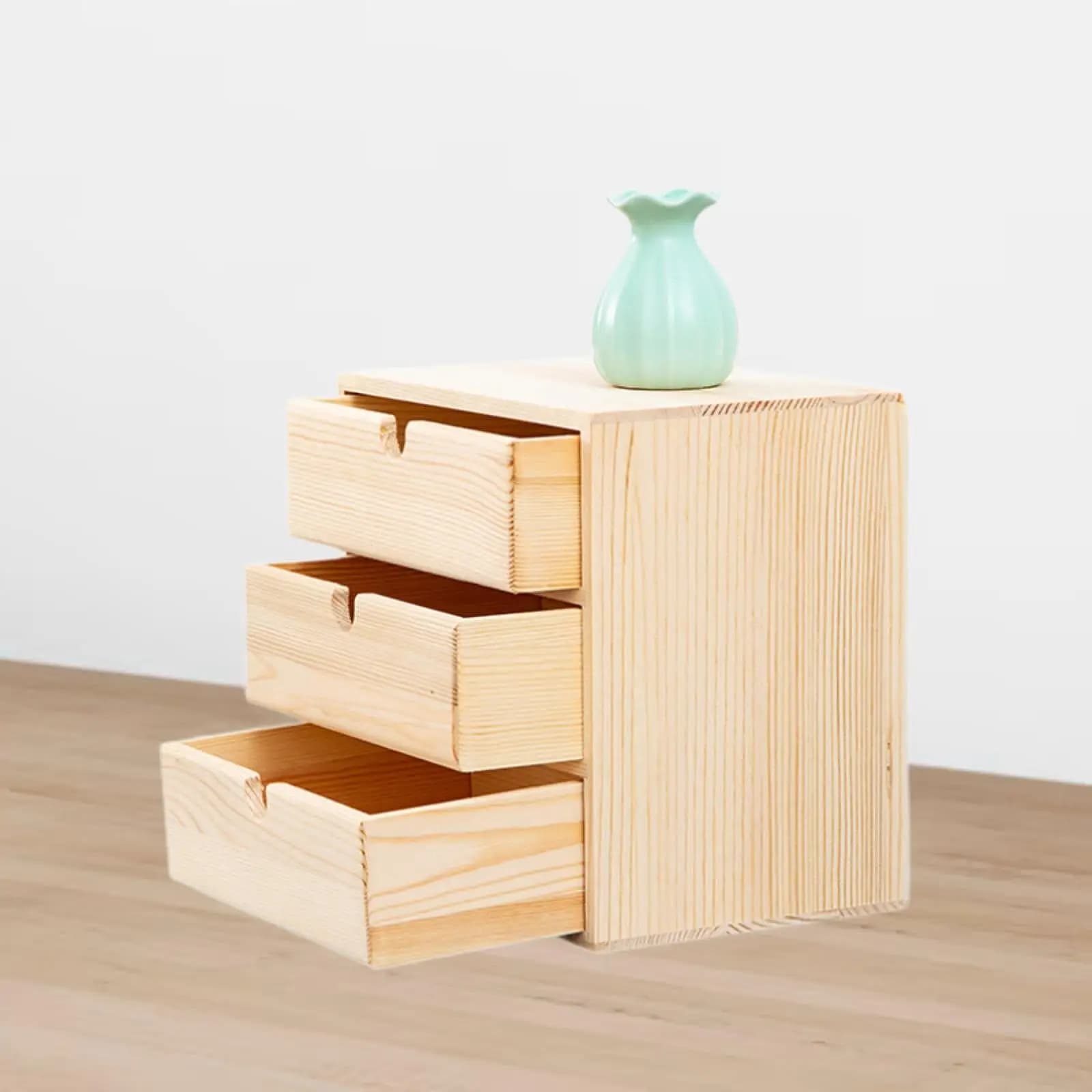 Boîte à bijoux en bois pour femmes, accessoires de bureau avec 3 tiroirs, organisateur de bureau en